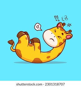 Cute Giraffe Sit Up Cartoon Vector Icon Illustration. Animal Sport Icon Concept Isolated Premium Vector. Flat Cartoon Style