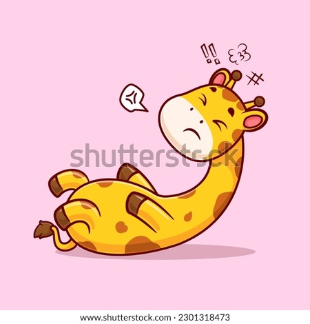 Cute Giraffe Sit Up Cartoon Vector Icon Illustration. Animal Sport Icon Concept Isolated Premium Vector. Flat Cartoon Style