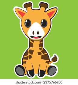 a cute giraffe sits on the floor