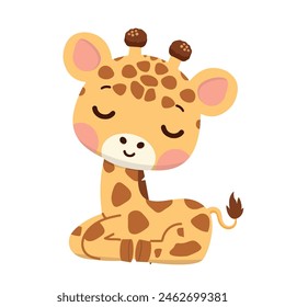 Cute Giraffe Sitting Vector Icon