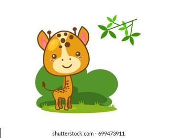 Cute giraffe smiling on a white background