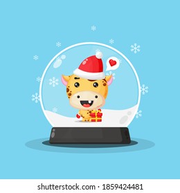 Cute giraffe in a snowball