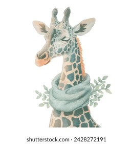 cute giraffe soft watercolour vector illustration