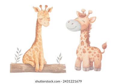 cute giraffe soft watercolour vector illustration