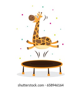 Cute giraffe in sport gymnastic position. Sportsman flat icons isolated on white background. Kids illustration