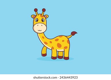 Cute Giraffe Standing Animal Vector Icon Illustration Cartoon. Animal Nature Icon Vector Flat Cartoon Style