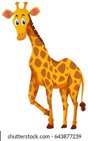 Cute giraffe standing on white background illustration