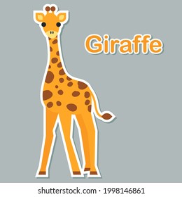 Cute giraffe sticker vector illustration for paper bookmark collection. Frog giraffe mascot character in modern style. Frog pop art chic patches, pins, badges and stickers.