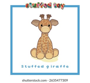 A cute giraffe stuffed toy sitting down