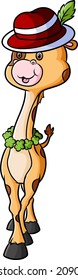 The cute giraffe is stylish and wearing cap of illustration
