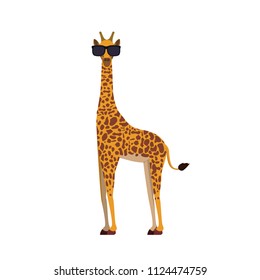 cute giraffe with sunglasses isolated icon vector illustration design