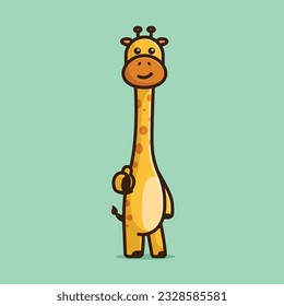 Cute giraffe thumbs up simple cartoon vector illustration animal nature icon