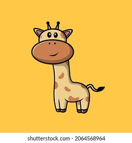 Cute Giraffe Vector Icon Illustration. Giraffe Mascot Cartoon Character. Animal Icon Concept White Isolated. Flat Cartoon Style Suitable for Web Landing Page, Banner, Flyer, Sticker, Card
