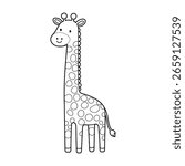 Cute Giraffe Vector Illustration, Animal Giraffe Vector Image, Giraffe Cartoon Isolated Vector Image, Giraffe Graphic Vector.