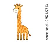 Cute Giraffe Vector Illustration, Animal Giraffe Vector Image, Giraffe Cartoon Isolated Vector Image, Giraffe Graphic Vector.
