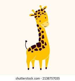 Cute giraffe. Vector illustration. Animal isolated on white background