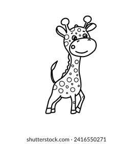Cute giraffe vector illustration. Animal doodle icon isolated