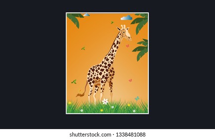 Cute giraffe vector illustration isolated eps 6 - Vector frame designs