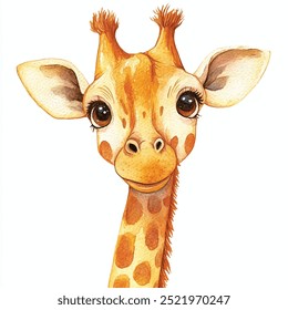 Bonito girafa aquarela clipart isolado fundo branco 