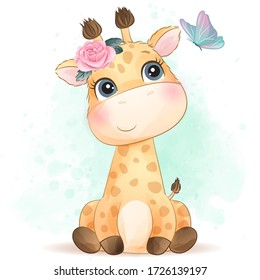 Cute giraffe with watercolor effect - Shutterstock ID 1726139197