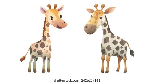 cute giraffe watercolour vector illustration