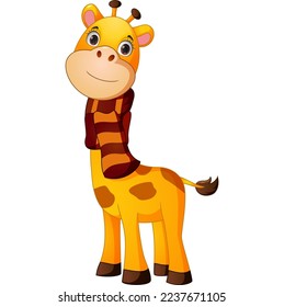 Cute giraffe wearing a scarf