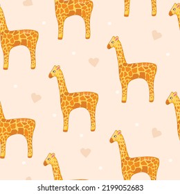 Cute Giraffes Hearts Pattern Linear Style Stock Vector (Royalty Free ...