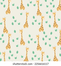 Cute giraffes on seamless pattern