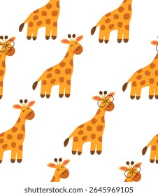 Cute giraffes pattern on a white background.