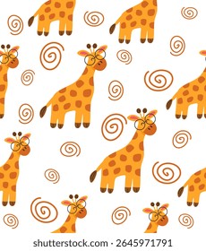 Cute giraffes pattern on a white background.