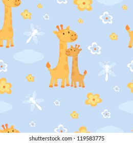 Cute giraffes seamless pattern made with soft colors