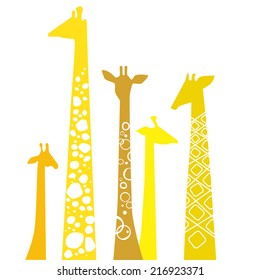 Cute giraffes. Vector illustration. 