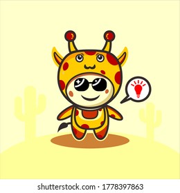 Cute giraffles costume character vector illustration
