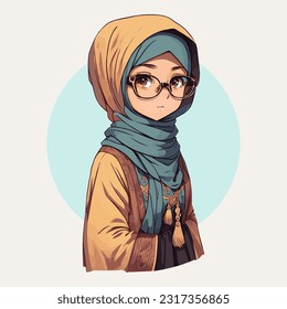 Cute girl in abaya and spectacles