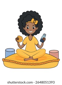 Cute Girl with Afro Hair Doing Self Care