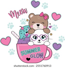 cute girl animal love design