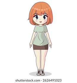 Cute girl anime kawaii character Vector illustration