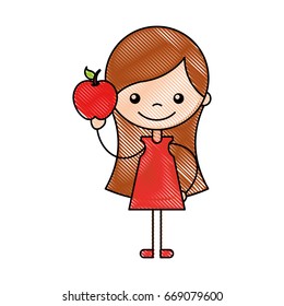 cute girl with apple character icon