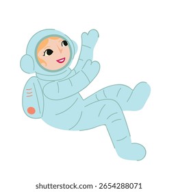 Cute Girl Astronaut – Flat Vector Illustration for Kids