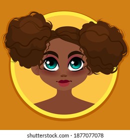 Cute girl avatar. Afro girl