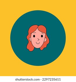 Cute girl avatar. Teenage girl face portrait with positive facial expression hand drawn doodle sketch vector illustration