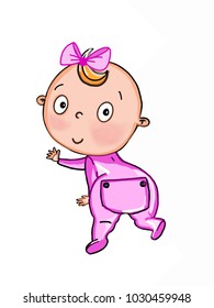 cute  girl baby cartoon illustration 