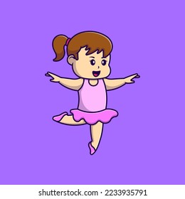 Cute Girl Ballerina Cartoon Vector Icons Illustration. Flat Cartoon Concept. Suitable for any creative project.