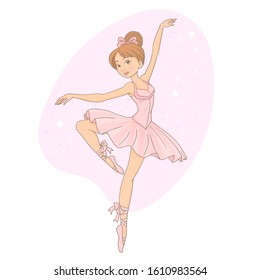 Cute girl ballerina in pink tutu dress. Ballet dancer.