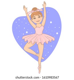 Cute girl ballerina in pink tutu dress. Ballet dancer.