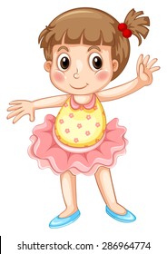 Cute girl in ballet costume practicing the moves
