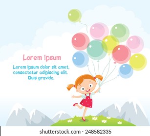 cute girl with balloons