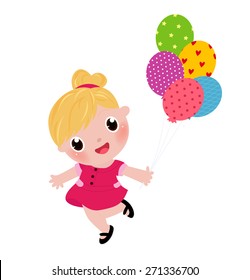 Cute Girl Balloons Stock Vector (Royalty Free) 271336700 | Shutterstock