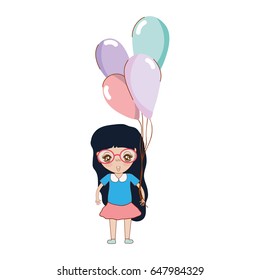 cute girl with balloons in the hand