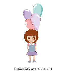 cute girl with balloons in the hand